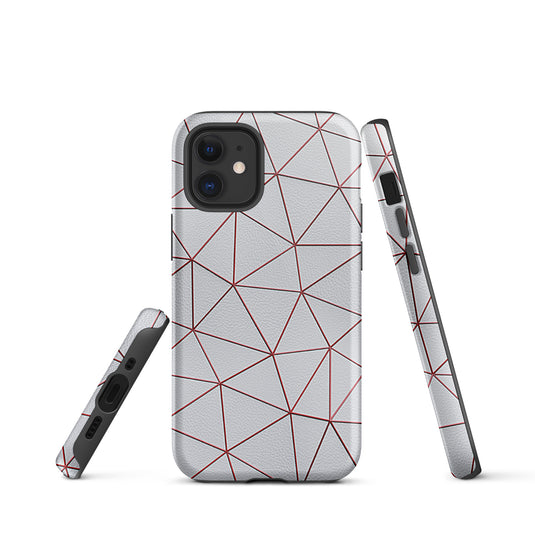 Polygon White Red Leather iPhone Case Hardshell 3D Wrap Thermal CREATIVETECH
