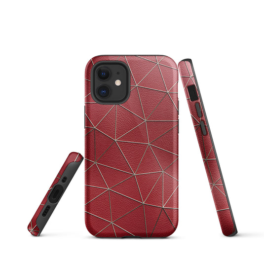 Golden Polygon Red Leather iPhone Case Hardshell 3D Wrap Thermal CREATIVETECH
