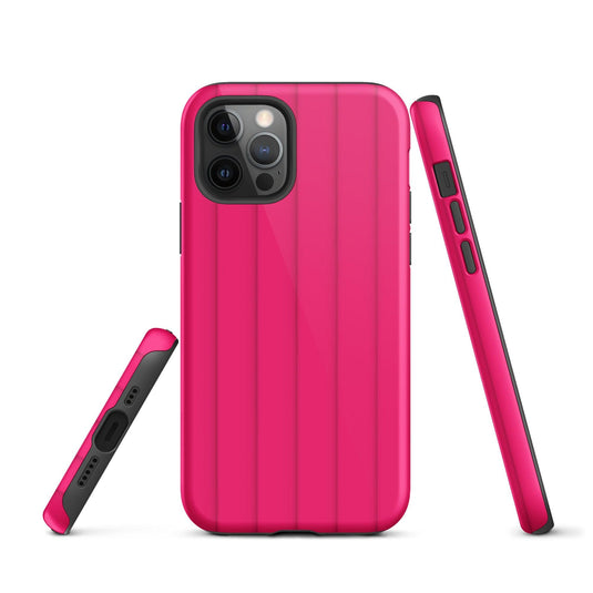 Berry Red Pink Ribbed Colorful iPhone Case Double Layer Impact Resistant Tough 3D Wrap Matte or Glossy Finish CREATIVETECH