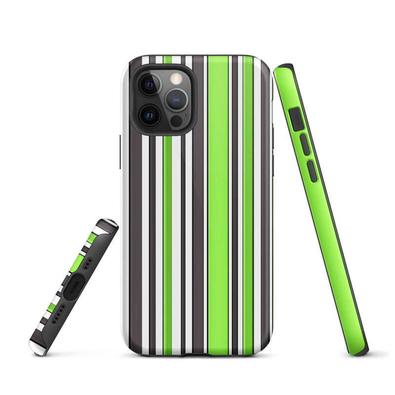 Load image into Gallery viewer, Green White Colorful iPhone Case Double Layer Impact Resistant Tough 3D Wrap Matte or Glossy Finish CREATIVETECH
