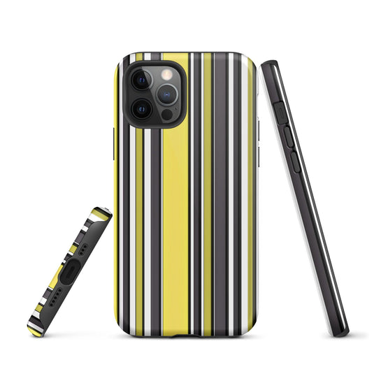 Yellow Black White Ribbed Colorful iPhone Case Double Layer Impact Resistant Tough 3D Wrap Matte or Glossy Finish CREATIVETECH