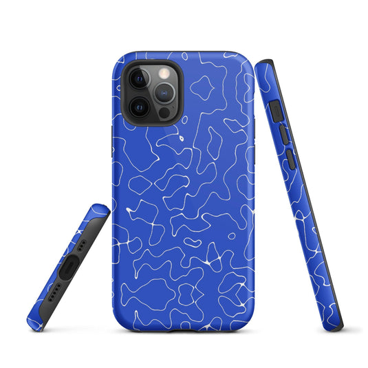 Abstract Organic Blue Hardshell iPhone Case Double Layer Impact Resistant Tough 3D Wrap Matte or Glossy Finish CREATIVETECH