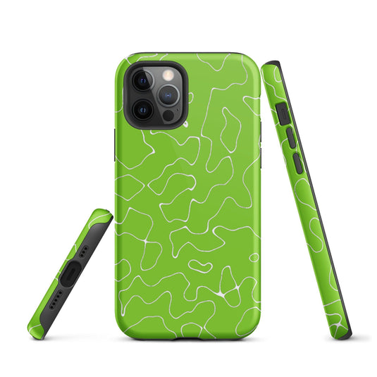 Organic Neon Green Colorful Hardshell iPhone Case Double Layer Impact Resistant Tough 3D Wrap Matte or Glossy Finish CREATIVETECH