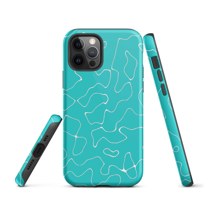 Load image into Gallery viewer, Abstract Organic Marine Blue Green Colorful Hardshell iPhone Case Double Layer Impact Resistant Tough 3D Wrap Matte or Glossy Finish CREATIVETECH