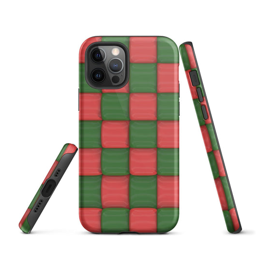 Red Green Chess Board Colorful Hardshell iPhone Case Double Layer Impact Resistant Tough 3D Wrap CREATIVETECH