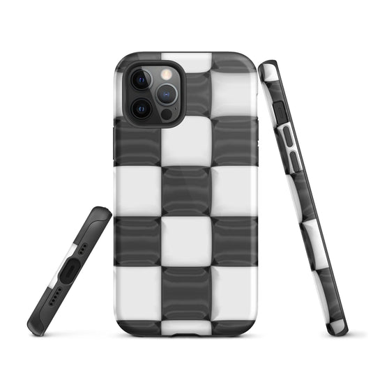 Classic Black White Chess Board Colorful Hardshell iPhone Case Double Layer Impact Resistant Tough 3D Wrap CREATIVETECH