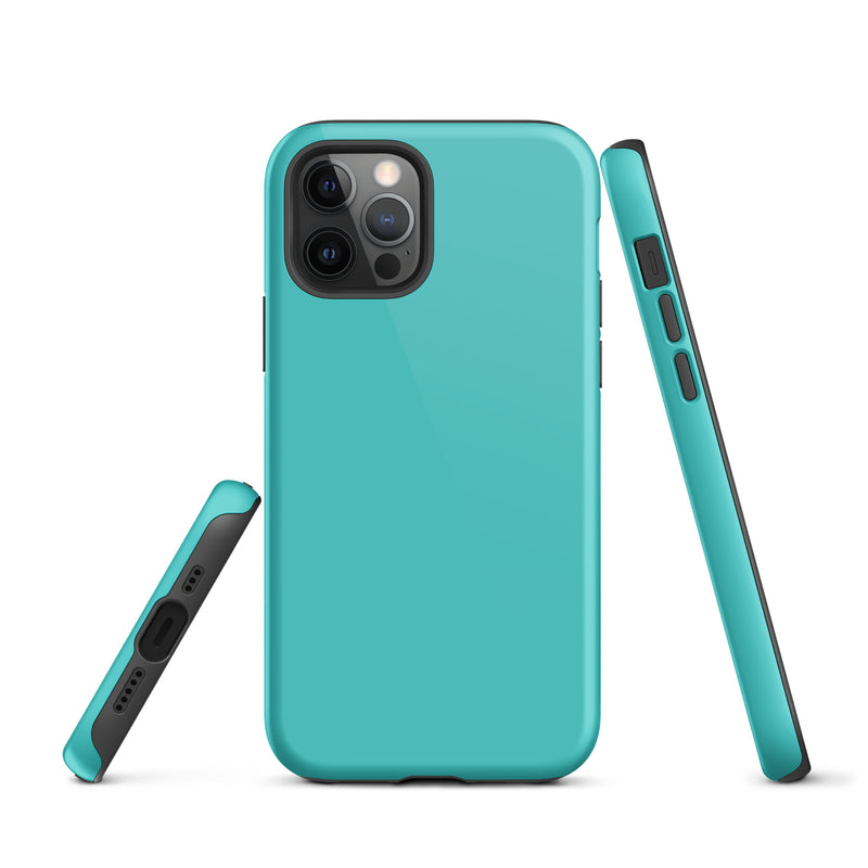 Load image into Gallery viewer, Turquoise Blue iPhone Case Hardshell 3D Wrap Thermal Plain Color CREATIVETECH