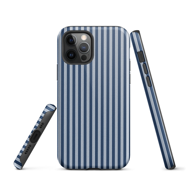 Load image into Gallery viewer, Blue White Textile Striped iPhone Case Hardshell 3D Wrap Thermal Plain Color CREATIVETECH