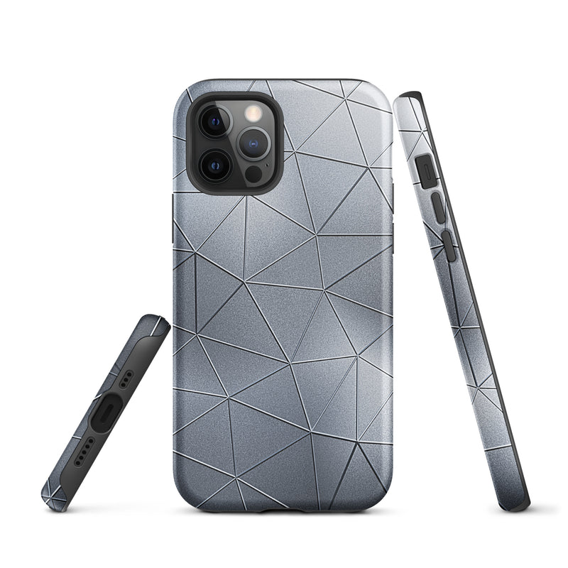 Load image into Gallery viewer, Silver  Polygon Metal iPhone Case Hardshell 3D Wrap Thermal CREATIVETECH