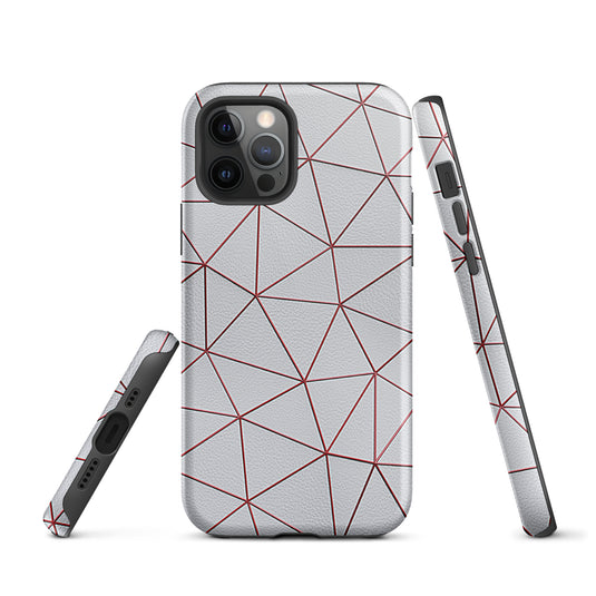 Polygon White Red Leather iPhone Case Hardshell 3D Wrap Thermal CREATIVETECH