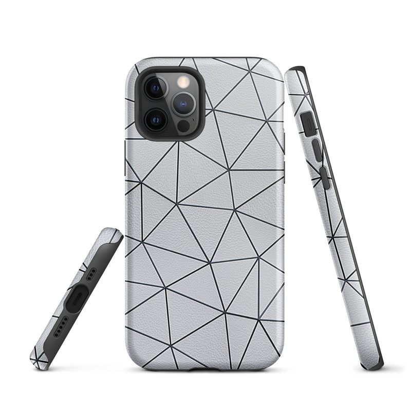 Load image into Gallery viewer, Polygon Black White Leather iPhone Case Hardshell 3D Wrap Thermal CREATIVETECH