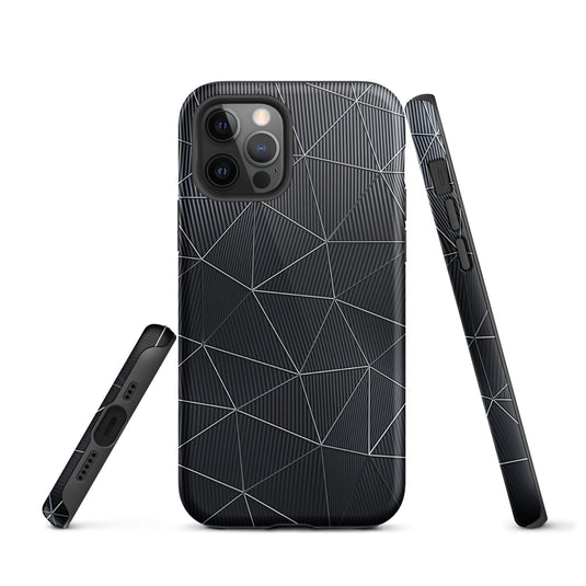 Silver Polygon Black Fiber Striped iPhone Case Hardshell 3D Wrap Thermal CREATIVETECH