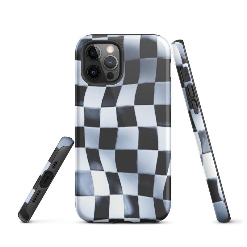 Load image into Gallery viewer, Wavy Chess Wall iPhone Case Hardshell 3D Wrap Thermal CREATIVETECH
