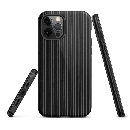 Black Ribbed Carbon Fiber iPhone Case Double Layer Impact Resistant Tough 3D Wrap Matte or Glossy Finish CREATIVETECH