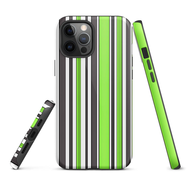 Load image into Gallery viewer, Green White Colorful iPhone Case Double Layer Impact Resistant Tough 3D Wrap Matte or Glossy Finish CREATIVETECH