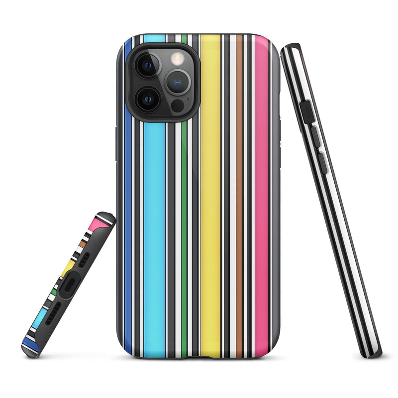 Load image into Gallery viewer, Rainbow Striped Colorful Hardshell iPhone Case Double Layer Impact Resistant Tough 3D Wrap Matte or Glossy Finish CREATIVETECH