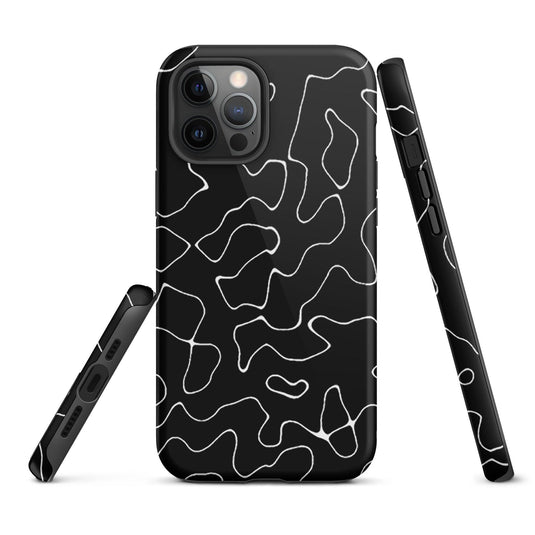 Organic Black White Colorful Hardshell iPhone Case Double Layer Impact Resistant Tough 3D Wrap Matte or Glossy Finish CREATIVETECH