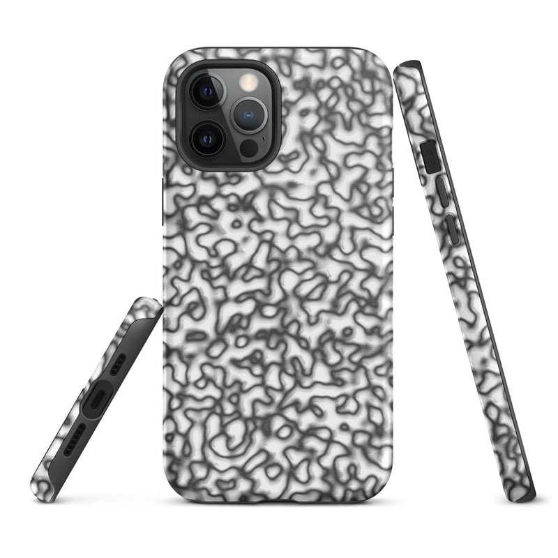 Load image into Gallery viewer, Black White Organic Pattern Colorful Hardshell iPhone Case Double Layer Impact Resistant Tough 3D Wrap Matte or Glossy Finish CREATIVETECH