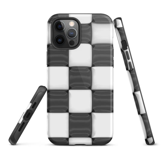 Classic Black White Chess Board Colorful Hardshell iPhone Case Double Layer Impact Resistant Tough 3D Wrap CREATIVETECH