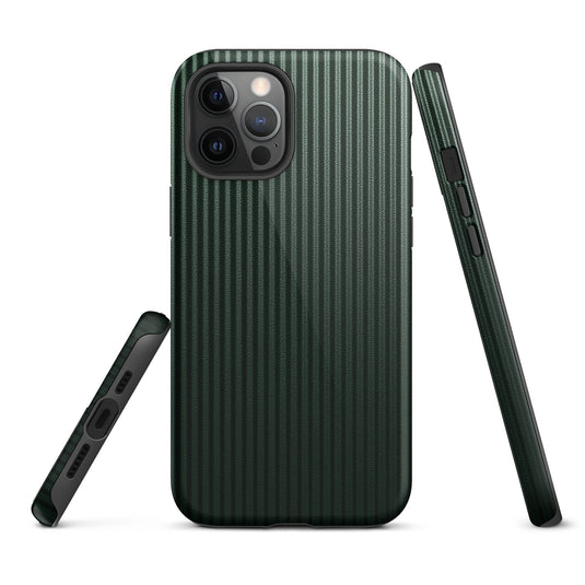 Dark Green Carbon Fiber Striped iPhone Case Hardshell 3D Wrap Thermal Plain Color CREATIVETECH