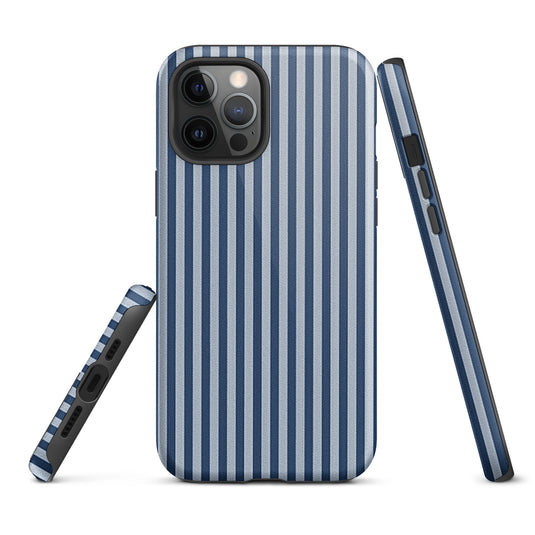 Blue White Textile Striped iPhone Case Hardshell 3D Wrap Thermal Plain Color CREATIVETECH