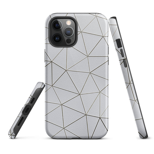 Golden Polygon White Leather iPhone Case Hardshell 3D Wrap Thermal CREATIVETECH