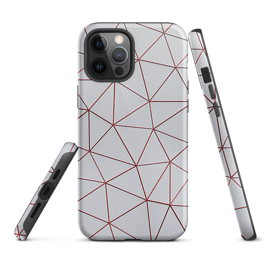 Polygon White Red Leather iPhone Case Hardshell 3D Wrap Thermal CREATIVETECH