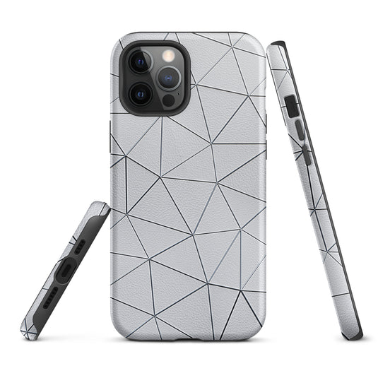 Silver Polygon White Leather iPhone Case Hardshell 3D Wrap Thermal CREATIVETECH