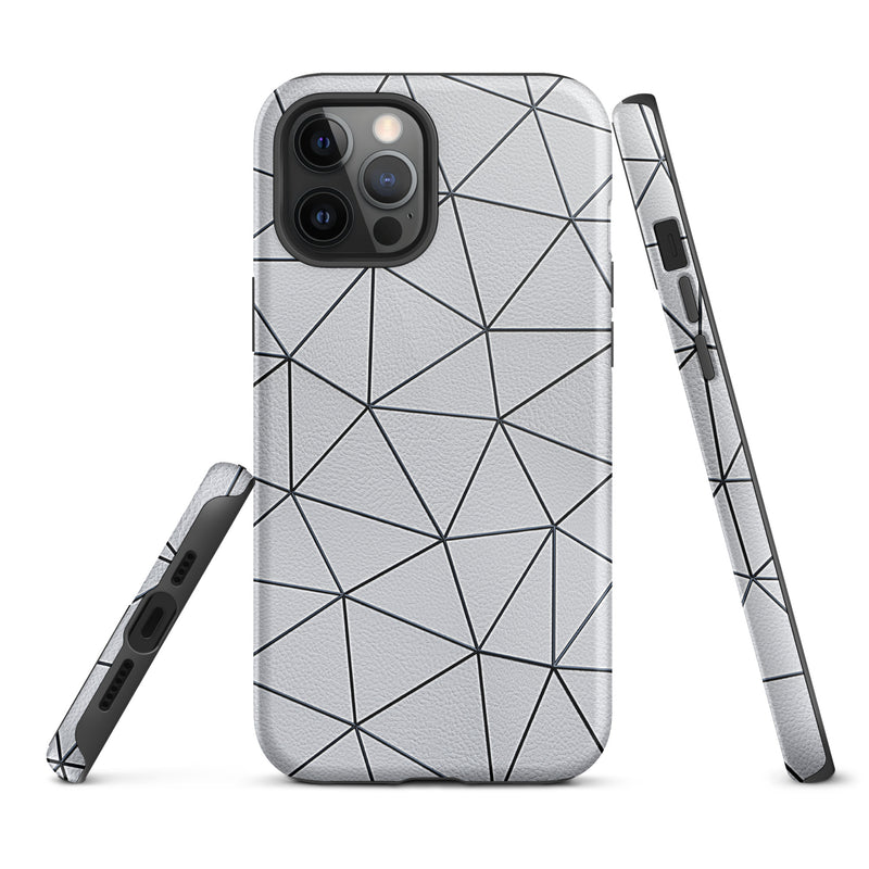 Load image into Gallery viewer, Polygon Black White Leather iPhone Case Hardshell 3D Wrap Thermal CREATIVETECH