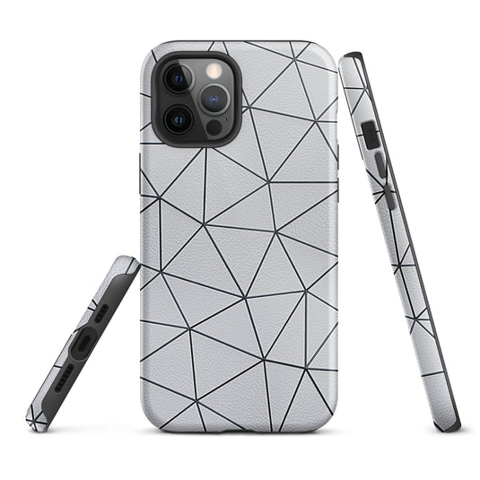 Polygon Black White Leather iPhone Case Hardshell 3D Wrap Thermal CREATIVETECH