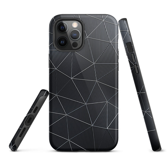 Silver Polygon Black Fiber Striped iPhone Case Hardshell 3D Wrap Thermal CREATIVETECH