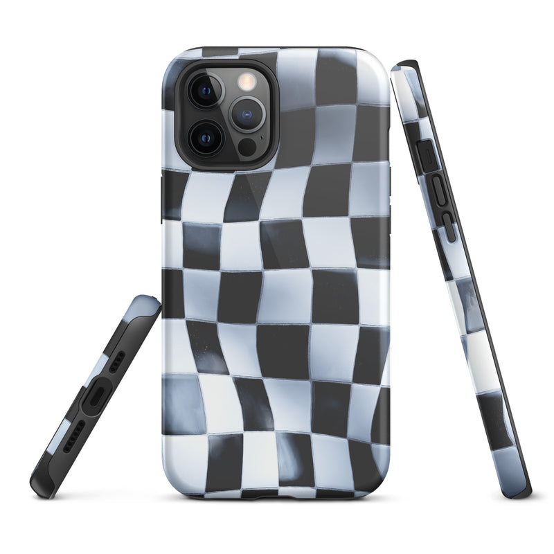 Load image into Gallery viewer, Wavy Chess Wall iPhone Case Hardshell 3D Wrap Thermal CREATIVETECH
