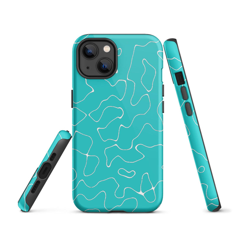 Load image into Gallery viewer, Abstract Organic Marine Blue Green Colorful Hardshell iPhone Case Double Layer Impact Resistant Tough 3D Wrap Matte or Glossy Finish CREATIVETECH