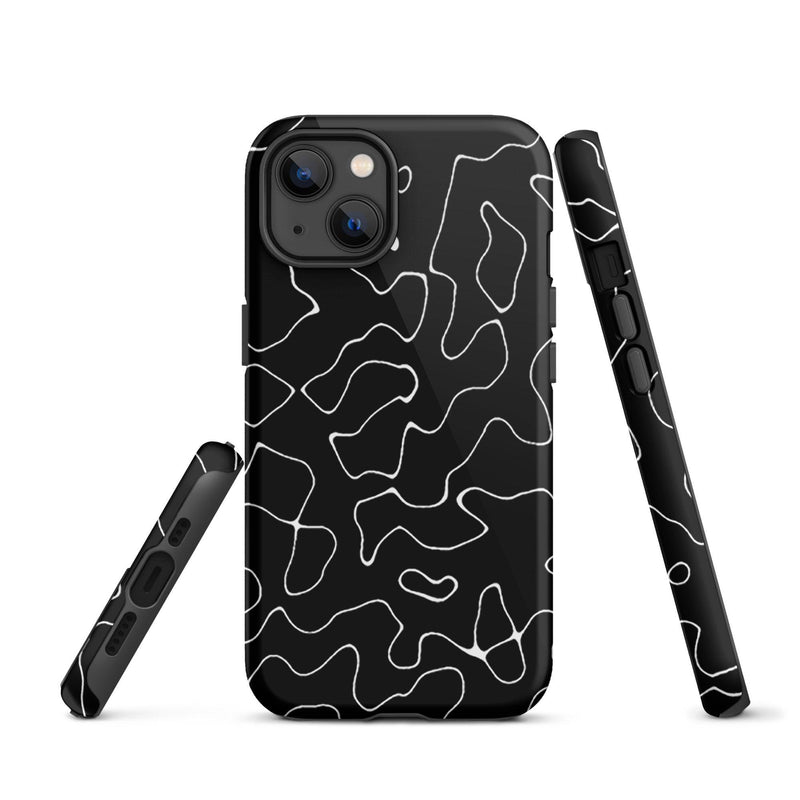 Load image into Gallery viewer, Organic Black White Colorful Hardshell iPhone Case Double Layer Impact Resistant Tough 3D Wrap Matte or Glossy Finish CREATIVETECH