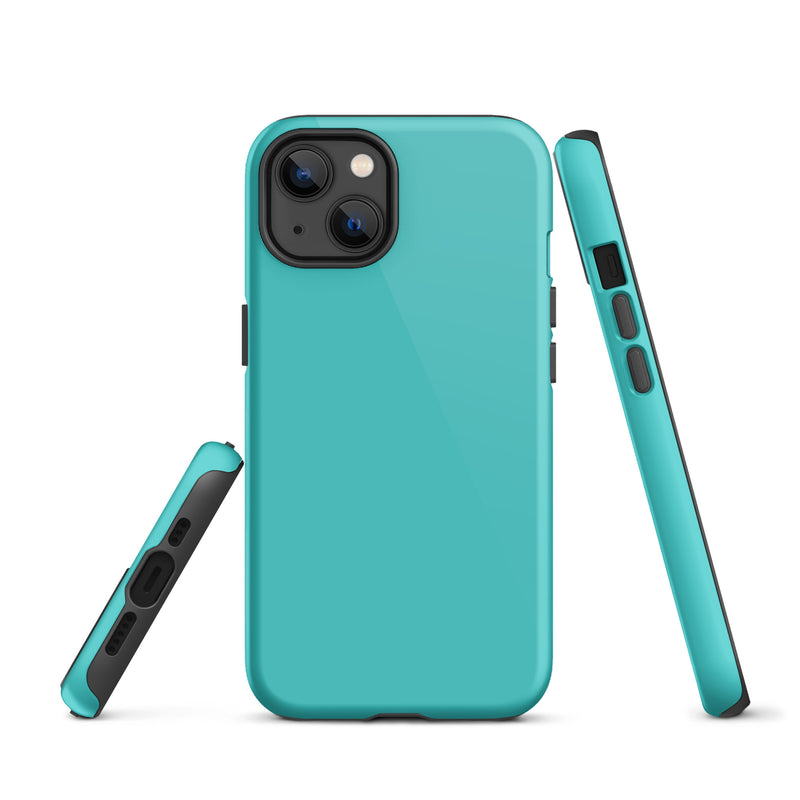 Load image into Gallery viewer, Turquoise Blue iPhone Case Hardshell 3D Wrap Thermal Plain Color CREATIVETECH