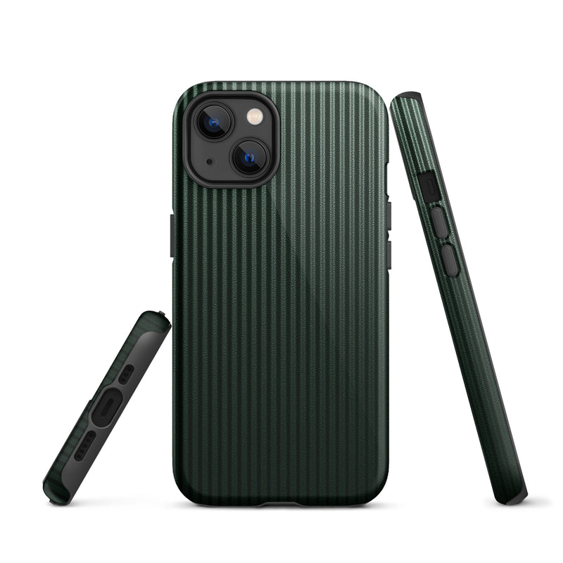 Load image into Gallery viewer, Dark Green Carbon Fiber Striped iPhone Case Hardshell 3D Wrap Thermal Plain Color CREATIVETECH