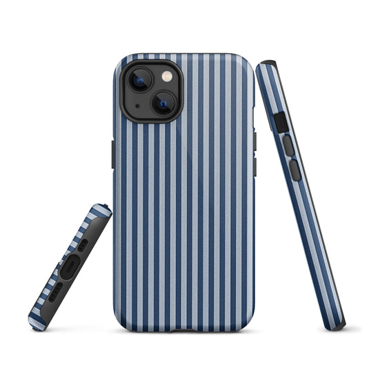 Blue White Textile Striped iPhone Case Hardshell 3D Wrap Thermal Plain Color CREATIVETECH