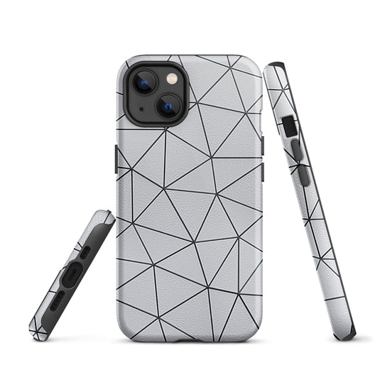 Polygon Black White Leather iPhone Case Hardshell 3D Wrap Thermal CREATIVETECH