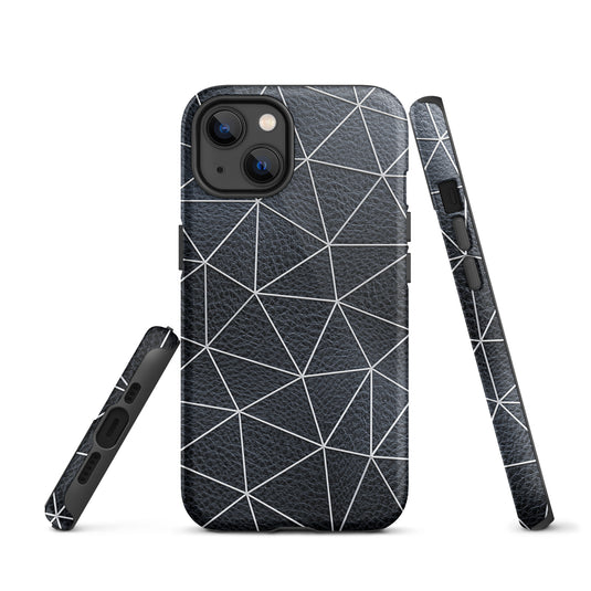 Polygon White Black Leather iPhone Case Hardshell 3D Wrap Thermal CREATIVETECH