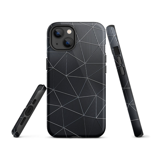 Silver Polygon Black Fiber Striped iPhone Case Hardshell 3D Wrap Thermal CREATIVETECH