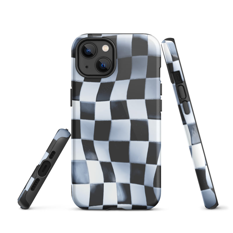 Load image into Gallery viewer, Wavy Chess Wall iPhone Case Hardshell 3D Wrap Thermal CREATIVETECH