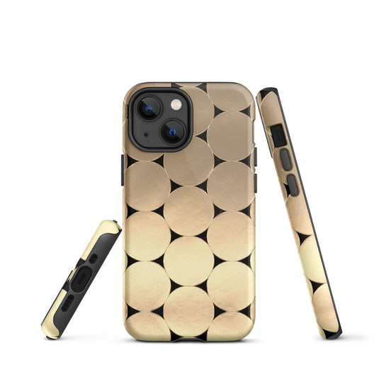 Golden Metal Oval iPhone Case Double Layer Impact Resistant Tough 3D Wrap Matte or Glossy Finish CREATIVETECH