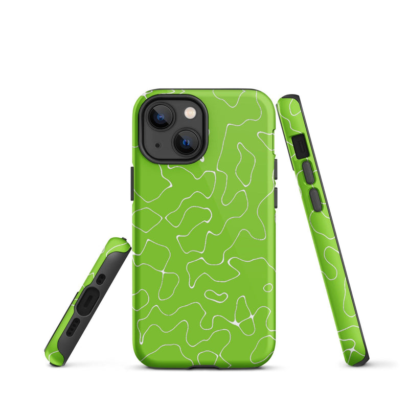 Load image into Gallery viewer, Organic Neon Green Colorful Hardshell iPhone Case Double Layer Impact Resistant Tough 3D Wrap Matte or Glossy Finish CREATIVETECH