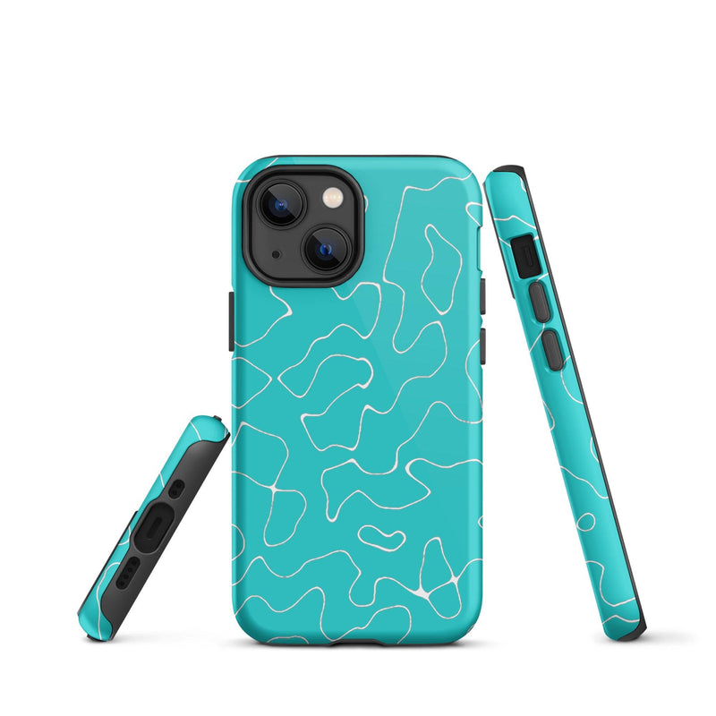 Load image into Gallery viewer, Abstract Organic Marine Blue Green Colorful Hardshell iPhone Case Double Layer Impact Resistant Tough 3D Wrap Matte or Glossy Finish CREATIVETECH