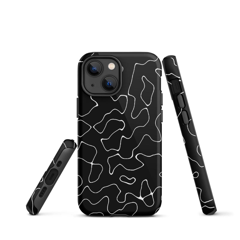 Load image into Gallery viewer, Organic Black White Colorful Hardshell iPhone Case Double Layer Impact Resistant Tough 3D Wrap Matte or Glossy Finish CREATIVETECH