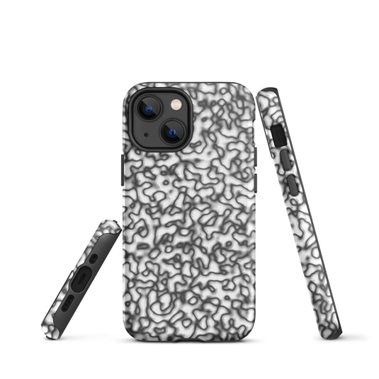 Black White Organic Pattern Colorful Hardshell iPhone Case Double Layer Impact Resistant Tough 3D Wrap Matte or Glossy Finish CREATIVETECH