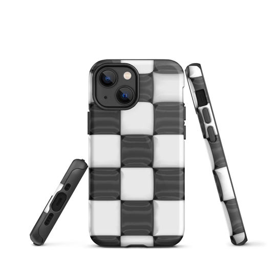 Classic Black White Chess Board Colorful Hardshell iPhone Case Double Layer Impact Resistant Tough 3D Wrap CREATIVETECH
