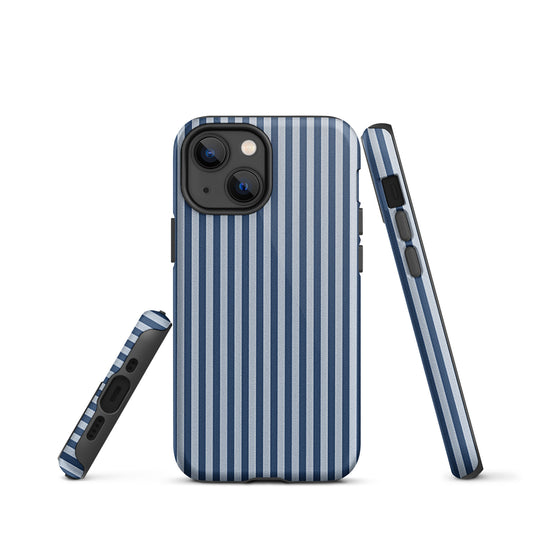 Blue White Textile Striped iPhone Case Hardshell 3D Wrap Thermal Plain Color CREATIVETECH
