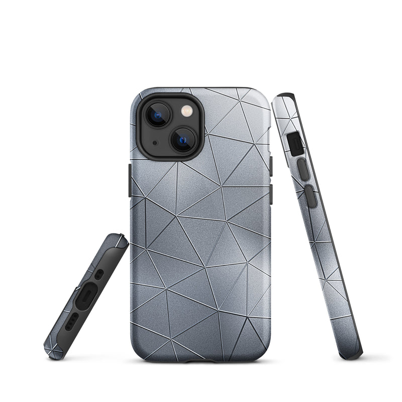 Load image into Gallery viewer, Silver  Polygon Metal iPhone Case Hardshell 3D Wrap Thermal CREATIVETECH