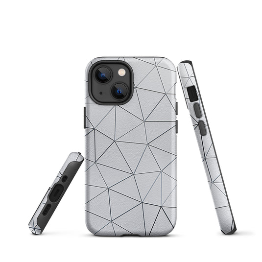 Silver Polygon White Leather iPhone Case Hardshell 3D Wrap Thermal CREATIVETECH